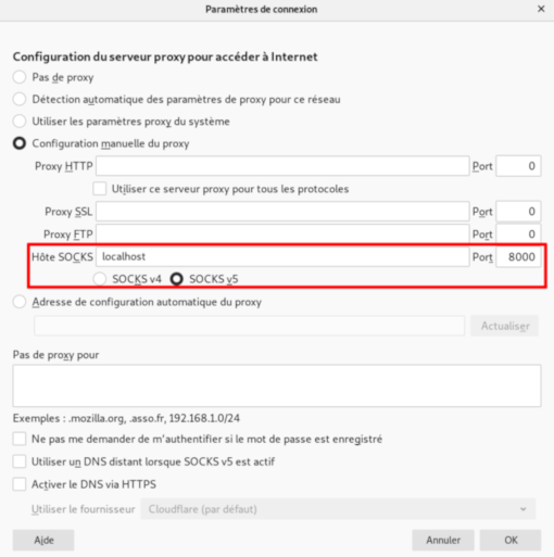 Activation du protocole SOCKS5 avec Firefox